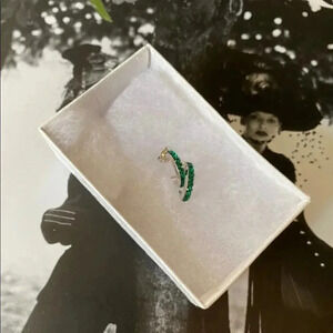 Silver and Green Crystal  Hoop Earrings